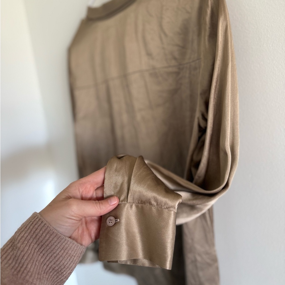 Lafayette 148 Tie-Neck Silk Blouse Gold XS - Picture 5 of 5